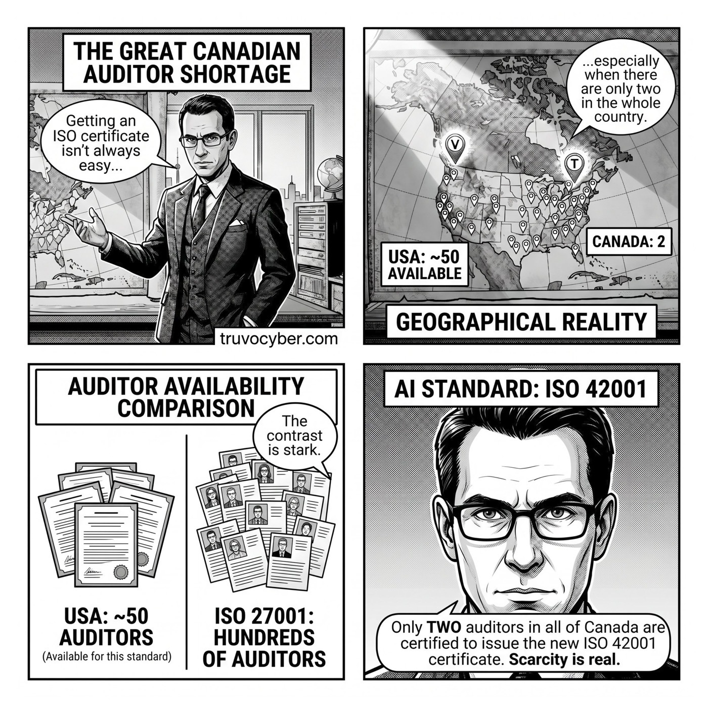 The Great Canadian Auditor Shortage: Canada has 2 ISO 42001 certification bodies vs 50 in the USA